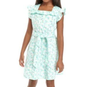 Girls ruffle bow dress aqua NWTS Retail $48